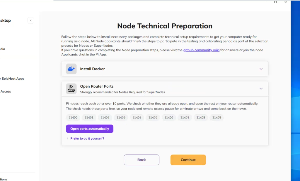 Pi Desktop 0.6.3 Open Router Ports 界面概览